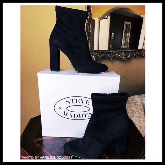 STEVE MADDEN BLACK BOOTIES STRETCH ANKLE BOOTS A3C - Picture 4 of 8